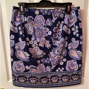 TALBOTS Sz 4(climbing floral) A-line skirt blue/pink/yellow! 17 in length, used